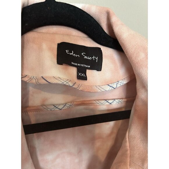 Eden Society Women XL Blush Pink Tie Dye Full Zip Cargo Military Jacket Cotton - Picture 3 of 11